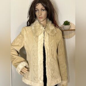 Vintage Guess Beige Leather Jacket
